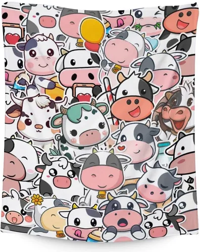 Miniatura 8 de Manta de vaca para niños, suave, mullida y acogedora, 30 x 40 pulgadas, tamaño regazo, para sofá, oficina, color negro, lindas mantas cálidas