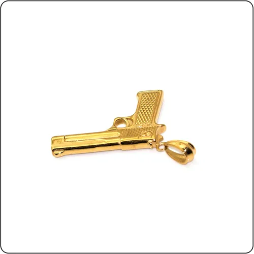 Miniatura 4 de Fusamk Collar con colgante de pistola de acero de titanio Punk Rock, cadena de eslabones de 22 pulgadas, Acero de titanio, No es una piedra preciosa
