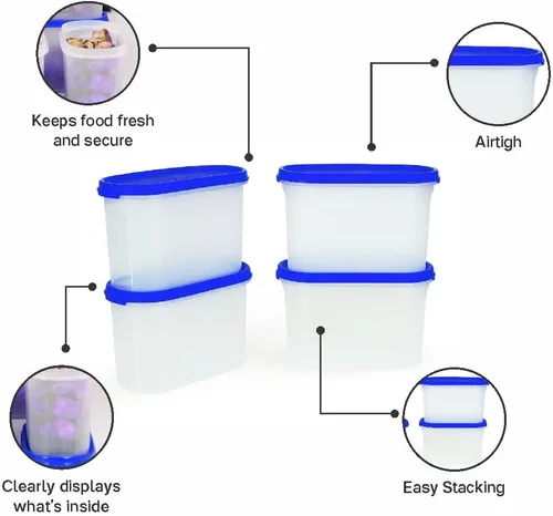 Miniatura 3 de Tupperware Modular Mates - Juego de 2 contenedores ovalados, 1,1 litros, 4 piezas
