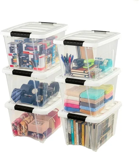 Miniatura 9 de IRIS USA 94 Qt - Contenedores de almacenamiento de plástico apilables con tapas, paquete de 2 - Libre de BPA, fabricado en EE. UU. - Solución