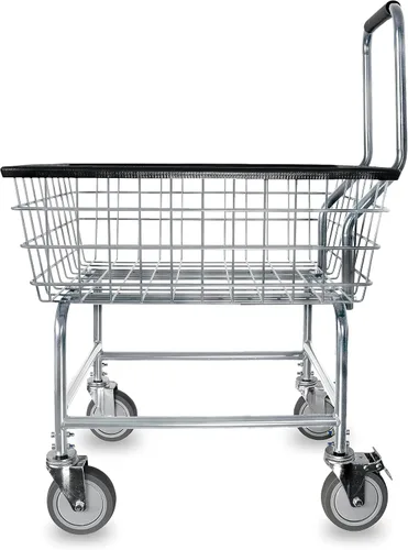 Miniatura 2 de Carrito de lavandería comercial LVP Work Horse con asa extraíble (cromado, extra grande)