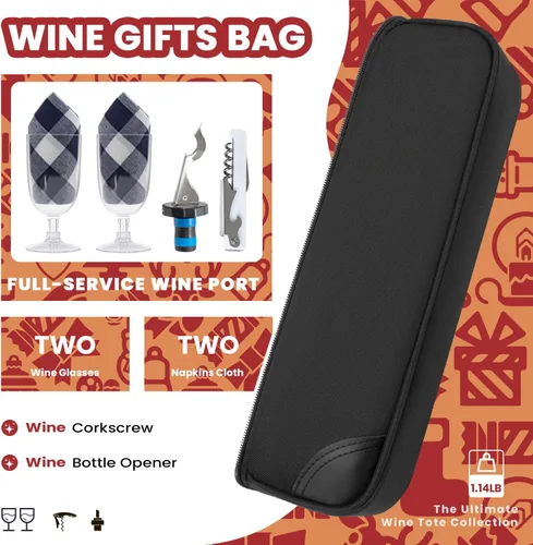 Miniatura 5 de ALLCAMP - Bolsa de vino con compartimento refrigerador, juego de picnic que lleva dos juegos de vajilla Negro