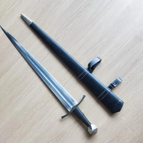 Miniatura 9 de Medieval Full Tang Spring Steel Knight Arming Sword with Scabbard for Outdoor Use, Practice, Collection