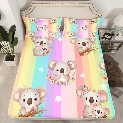 Miniatura 14 de Manfei Sábana bajera ajustable musical tamaño individual, juego de ropa de cama con estampado de notas musicales retro para niños y niñas, Marrón