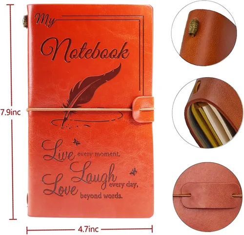 Miniatura 2 de Diario de cuero Live Laugh Love – Diario de tapa feliz, diario de viaje rellenable, encuadernado en cuero, cuaderno inspirador, cuaderno de bocetos