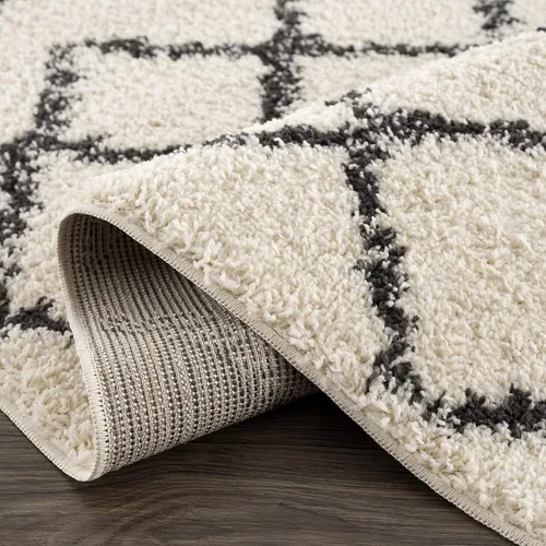 Miniatura 74 de Hauteloom, Duncans - Alfombra de estilo granja de pelo mullido para sala y dormitorio, con borlas - Beige, carbón, gris - 2 pies 7 pulgadas x 7 pies