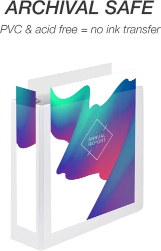 Miniatura 263 de Samsill - Carpeta duradera de 5 pulgadas, fabricada en los Estados Unidos, con anillos en D, transparente y personalizable, color blanco