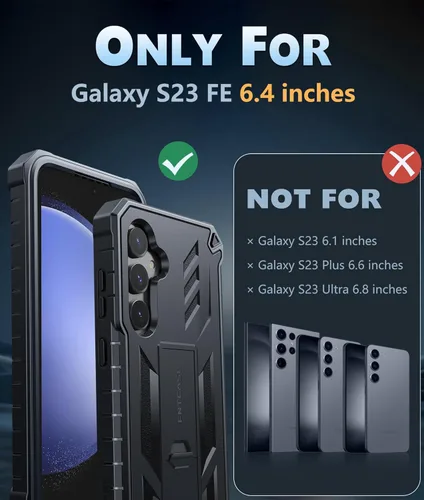 Miniatura 2 de FNTCASE para Samsung Galaxy S23-FE Funda: Funda protectora dura de grado militar con atril Protector de pantalla Funda protectora a prueba