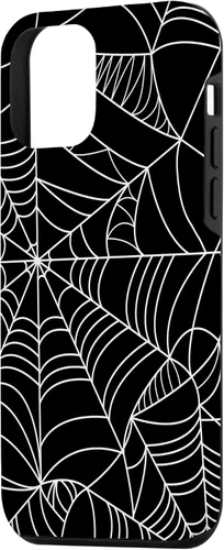 Miniatura 2 de iPhone 12 Mini Spider Web Halloween patrón espeluznante en caso negro