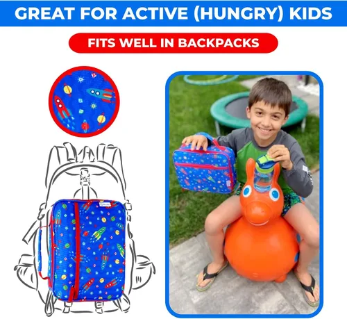 Miniatura 4 de Lonchera para niños, bolsa térmica para guardería infantil,jardín de niños, preescolar, cajas de contenedores para bocadillos,almuerzos, sin BPA