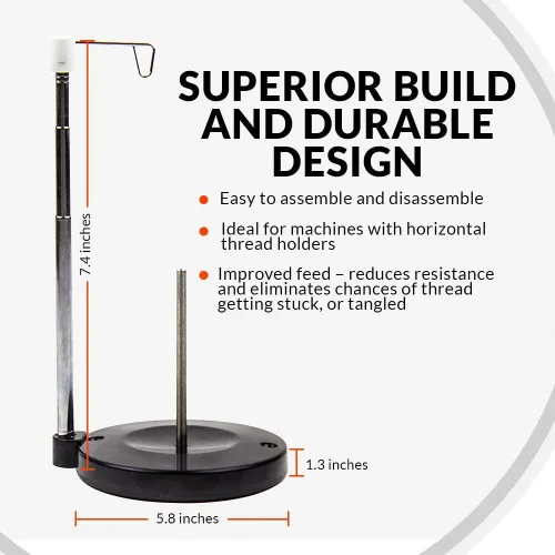 Miniatura 8 de Soporte ajustable para carrete de hilo único – Soporte independiente para hilo de bordado, costura o acolchado – Base de plástico pesado para una