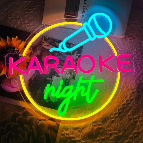 Miniatura 6 de Letrero de neón de noche de karaoke, decoración de sala de música, letreros de neón de karaoke, luces de neón de karaoke regulables, USB, letrero