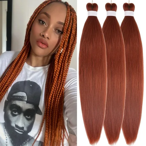 Miniatura 143 de Cabello estirado de fibra Kanekalon para trenzar con cabello humano, color oro rosado, 30 pulgadas