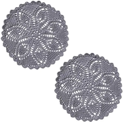 Miniatura 25 de Mantel Individual de Encaje de 11 a 12 Pulgadas Tapetes de Mesa Redondos Hechos a Mano Tapete de Ganchillo Cocina Vajilla Posavasos para Taza
