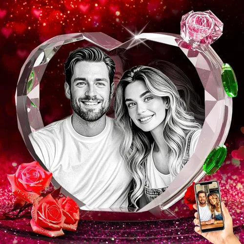 Miniatura 22 de QPCBEBY Foto de cristal 3D con rosa de cristal rojo, regalos personalizados para el día de la madre para mamá, esposa, mujer, ella, novia, pareja