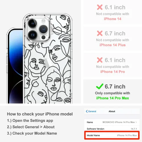 Miniatura 2 de MOSNOVO - Funda para iPhone 14 Pro Max, protección Buffertech de grado militar contra caídas (6.6 pies), antidesprendimiento, poliuretano