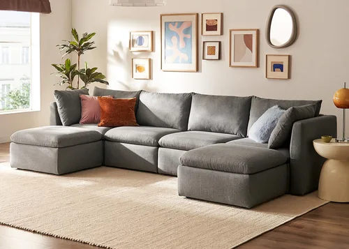 Miniatura 32 de mopio Sofá Seccional Modular de Gran Tamaño con Fundas Completamente Extraíbles y Almacenamiento, Convertible en Forma de U, en Forma de L