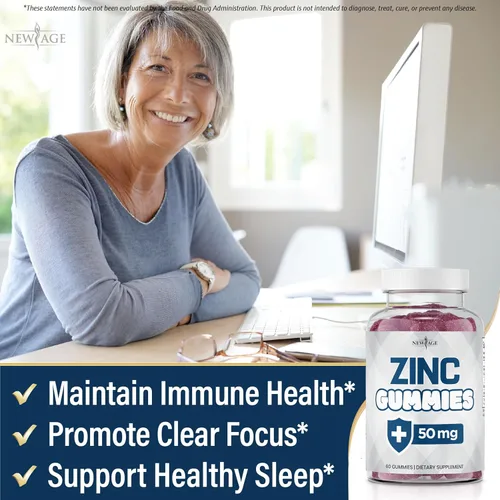 Miniatura 4 de NEW AGE Gomitas de zinc - Suplemento de zinc de 50 mg, suplemento inmunológico, antioxidante, sin OMG (60 unidades (paquete de 1))