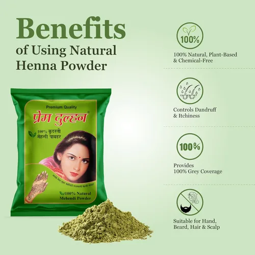 Miniatura 2 de Prem Dulhan Polvo natural de henna mehendi de 35.27 onzas (2.2 lbs) – Coloración orgánica del cabello sin químicos y acondicionamiento profundo