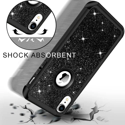 Miniatura 2 de Hython Compatible con Funda para iPhone XR, Protector Defensor de Cuerpo Completo de Servicio Pesado con Purpurina Brillante Reluciente, Carcasa