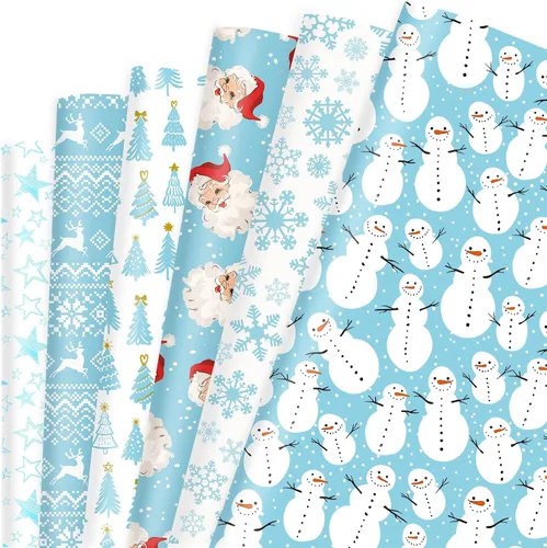 Miniatura 25 de Dtiafu Papel de Regalo Navideño Afroamericano Papel de Regalo Negro de Papá Noel a Granel Diseños Lindos de Navidad para Personas Negras
