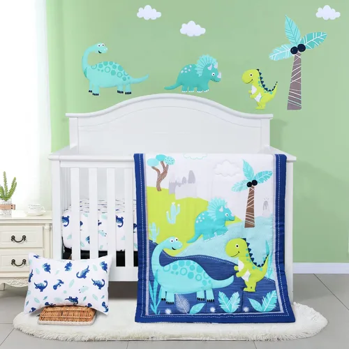 Miniatura 20 de JISEN Juego de ropa de cama de 3 piezas para cuna, juego de ropa de cama suave para cuna, camiones de construcción, juego de edredón para cuna