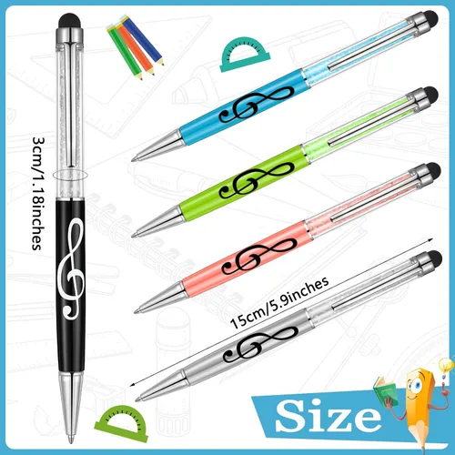 Miniatura 2 de Outus 12 bolígrafos de música 2 en 1, piano para estudiantes, bolígrafo retráctil de cristal para notas musicales, con puntas de lápiz capacitivo