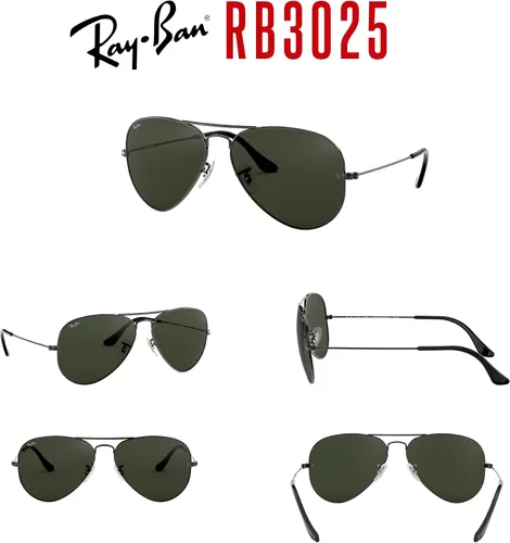 Miniatura 66 de Ray-Ban RB3025 - Lentes de sol de aviador de metal para hombre y mujer + paquete con kit de cuidado de gafas iWear de diseñador