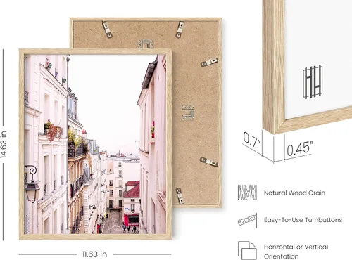 Miniatura 3 de HAUS AND HUES París - Juego de 4 pósteres de pared (rosa, 11 x 14), marco beige, decoración de dormitorio para niñas