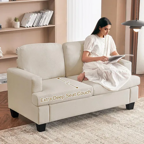 Miniatura 4 de Furnimart Sofás Seccionales para Sala de Estar, Modernos 2 Sofás de Dos Plazas y Sofá de 3 Plazas, Juego de Sofá de Asiento Profundo Color Crema
