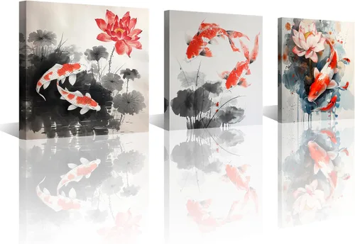 Miniatura 18 de Arte de Pared de Acuarela de Estilo Asiático Tradicional Chino Pájaro en Rama de Flor de Cerezo Roja Decoración Paisaje Floral Oriental Pintura