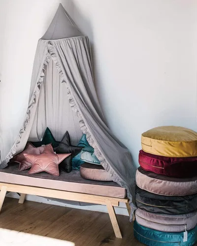 Miniatura 9 de Dosel de Cama con Volantes Rincón de Lectura Tienda de Juego para Niños Boho Red Colgante Decoración de Cuarto de Juegos (Beige)