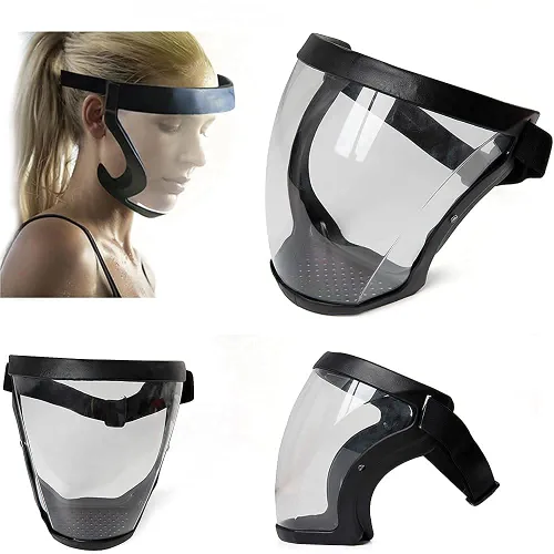 Miniatura 8 de Protector facial superprotector. Protección contra la niebla. Protector facial transparente para adultos, Protector facial de plástico (Negro)