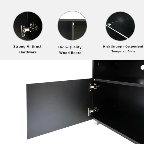 Miniatura 4 de St.Mandyu Soporte de TV LED para TV de 60/65/70 pulgadas, moderno centro de mesa de televisión con cajón y luces LED, centro de entretenimiento