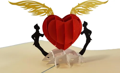 Miniatura 10 de iGifts And Cards Tarjeta desplegable 3D de corazón gay – Escultura floral Love is Love para el mes del orgullo, boda, aniversario y salida – Regalo