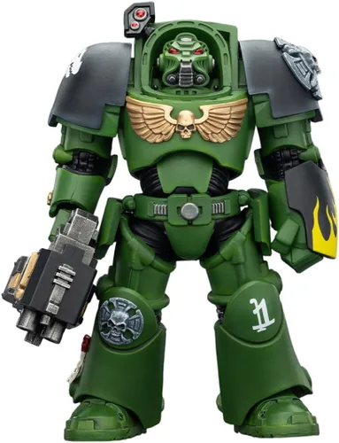 Miniatura 9 de JOYTOY Warhammer 40,000 1/18 Figura de acción Salamanders Terminator 1 con espada de poder y bolter de tormenta, modelo de colección de regalos