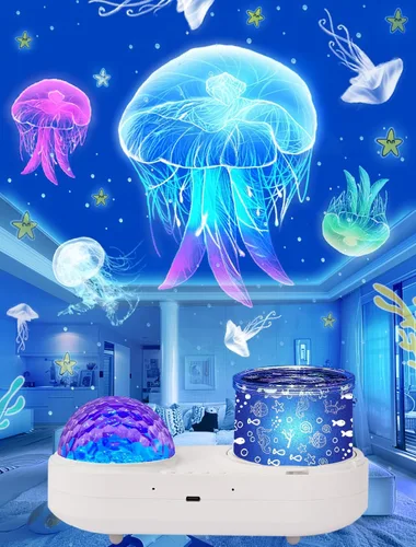 Proyector de ondas oceánicas de luz nocturna para dormitorio de niños, 10 olas de océano de colores + 6 películas, temporizador de rotación de 360