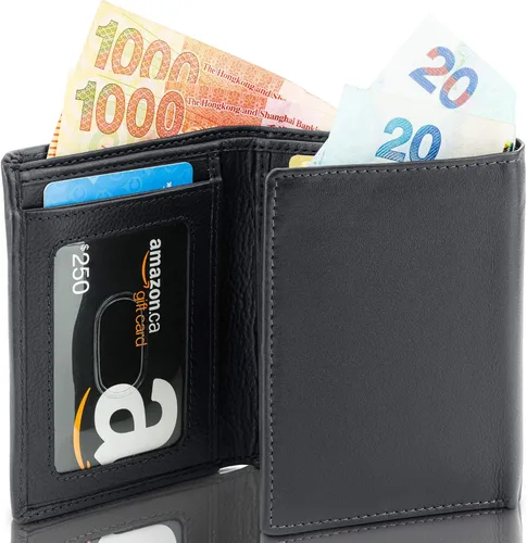 Miniatura 4 de Billetera triple de 8 compartimientos bloqueadora de RFID con espacio para identificación - Cuero auténtico - Billeteras bloqueadoras de RFID