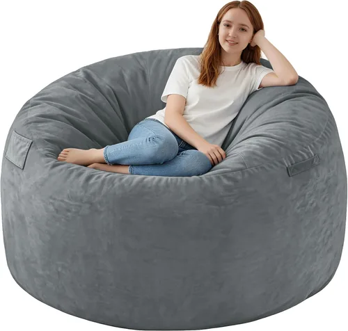 Miniatura 10 de Silla de Puf de 3 Pies, Sillas de Puf Cómodas con Relleno de Espuma Viscoelástica, Sofá de Puf Esponjoso con Funda de Terciopelo Holandés, Sillas