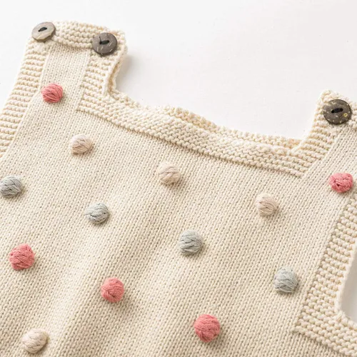Miniatura 4 de Simplee kids Mameluco Kint para bebé, sin mangas, con pompones, para recién nacido, para niña