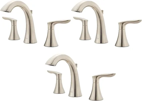 Miniatura 7 de Pfister Weller LG49WR0K - Grifo para lavabo de baño, 8 pulgadas de ancho, 2 asas, 3 agujeros, acabado de níquel cepillado, LG49WR0K