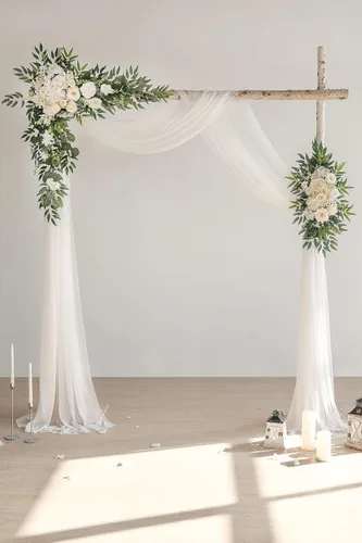 Miniatura 4 de YYHUAWU Arco de boda drapeado tela de gasa de 20 pies, cortinas de tela de gasa rubor, cortinas de cenador, ceremonia de boda, recepción, decoración