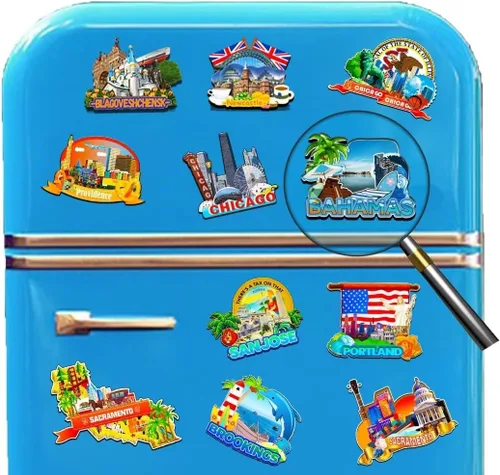 Miniatura 4 de Imán de las Bahamas Bahamas para nevera de madera 3D Monumentos de viaje coleccionables, decoración hecha a mano -2262