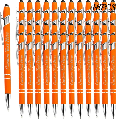Miniatura 24 de Aolun 108 bolígrafos personalizados al por mayor con stylus grabado, bolígrafos personalizados, metal suave al tacto, grabado de nombre, logotipo