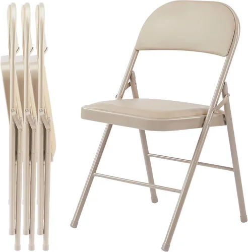 Miniatura 27 de Sweetcrispy Paquete de 4 sillas plegables de plástico para 330 libras, portátiles, metal resistente, fáciles de usar, almacenar, cómodas, para Gris