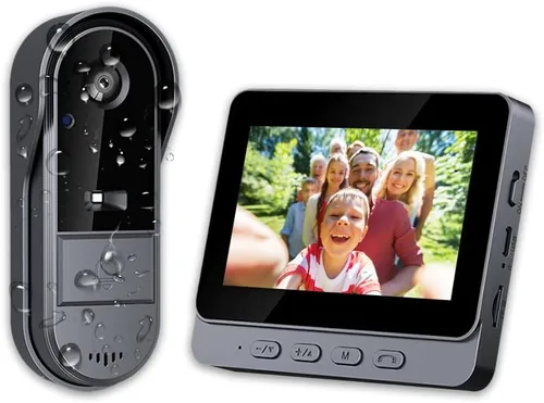 TKMARS Timbre de puerta inalámbrico sin suscripción impermeable IP65 timbre de puerta con pantalla, no necesita aplicación/WiFi, video portero 1080P