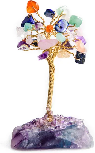 Miniatura 8 de YGLINE Bonsái de siete chakras, Feng Shui, árbol de dinero, equilibrio de chakras, reiki, sanación de cristal de aura, limpieza de cristal EMF