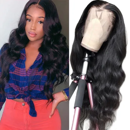 Miniatura 9 de Peluca de encaje frontal de cabello humano ondulada tipo body wave de 13x6. Peluca de cabello humano predepilada con cabello de bebé. Peluca