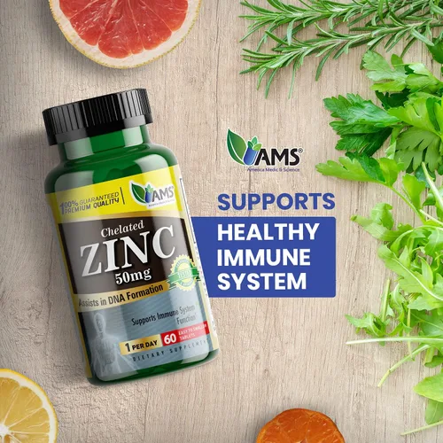 Miniatura 3 de America Medic & Science Suplementos de zinc quelatado de 50 mg (1 paquete de 60 tabletas) refuerzo inmunológico y potentes píldoras antioxidantes