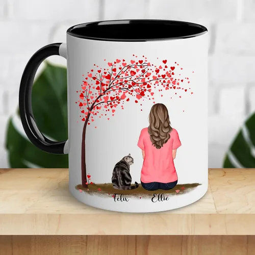 Miniatura 4 de WHIDOBE Taza personalizada de gato (1 gato) de 11 onzas, taza de 15 onzas para amantes de los gatos con avatar, gatito, nombres, regalo